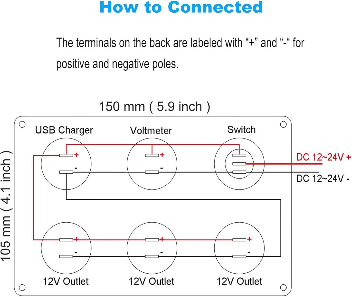 Dual USB Socket Charger 2.1A&2.1A + LED Voltmeter + 3-Socket 12V Cigarette Lighter Power Outlet Adapter + On-Off Toggle Switch Multi-Functions Panel for Car Marine Boat Rv Truck Mobiles (Blue)