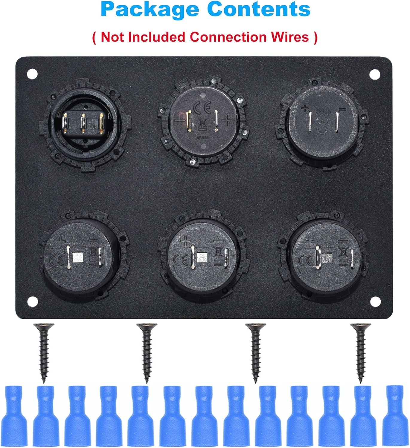 Dual USB Socket Charger 2.1A&2.1A + LED Voltmeter + 3-Socket 12V Cigarette Lighter Power Outlet Adapter + On-Off Toggle Switch Multi-Functions Panel for Car Marine Boat Rv Truck Mobiles (Blue)