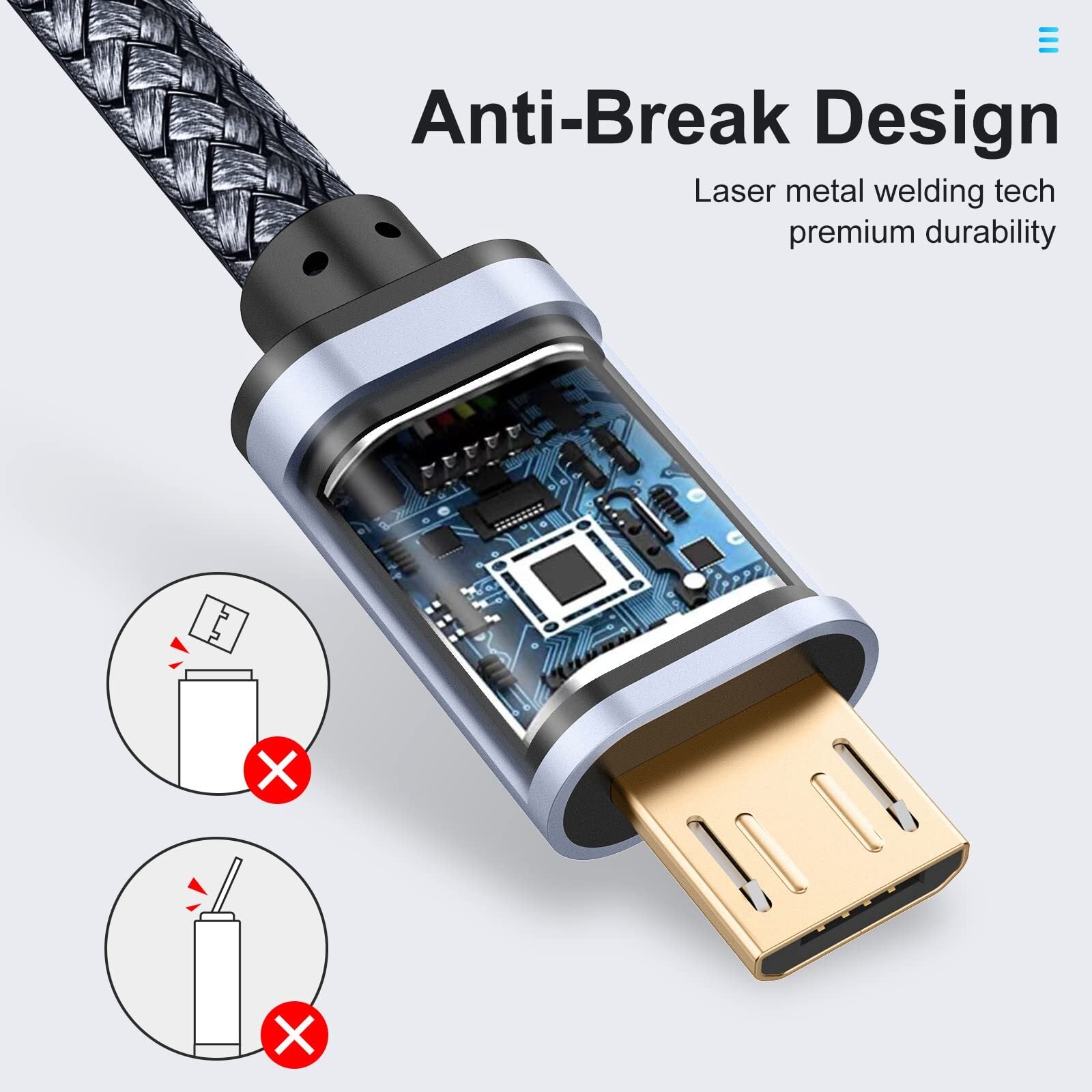20Ft Micro USB Cable Fast Charging Cord for Smartphone Android Phones