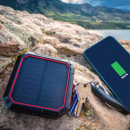 10000 Mah Solar Power Bank with Light, Wireless Charger and LED Flashlight