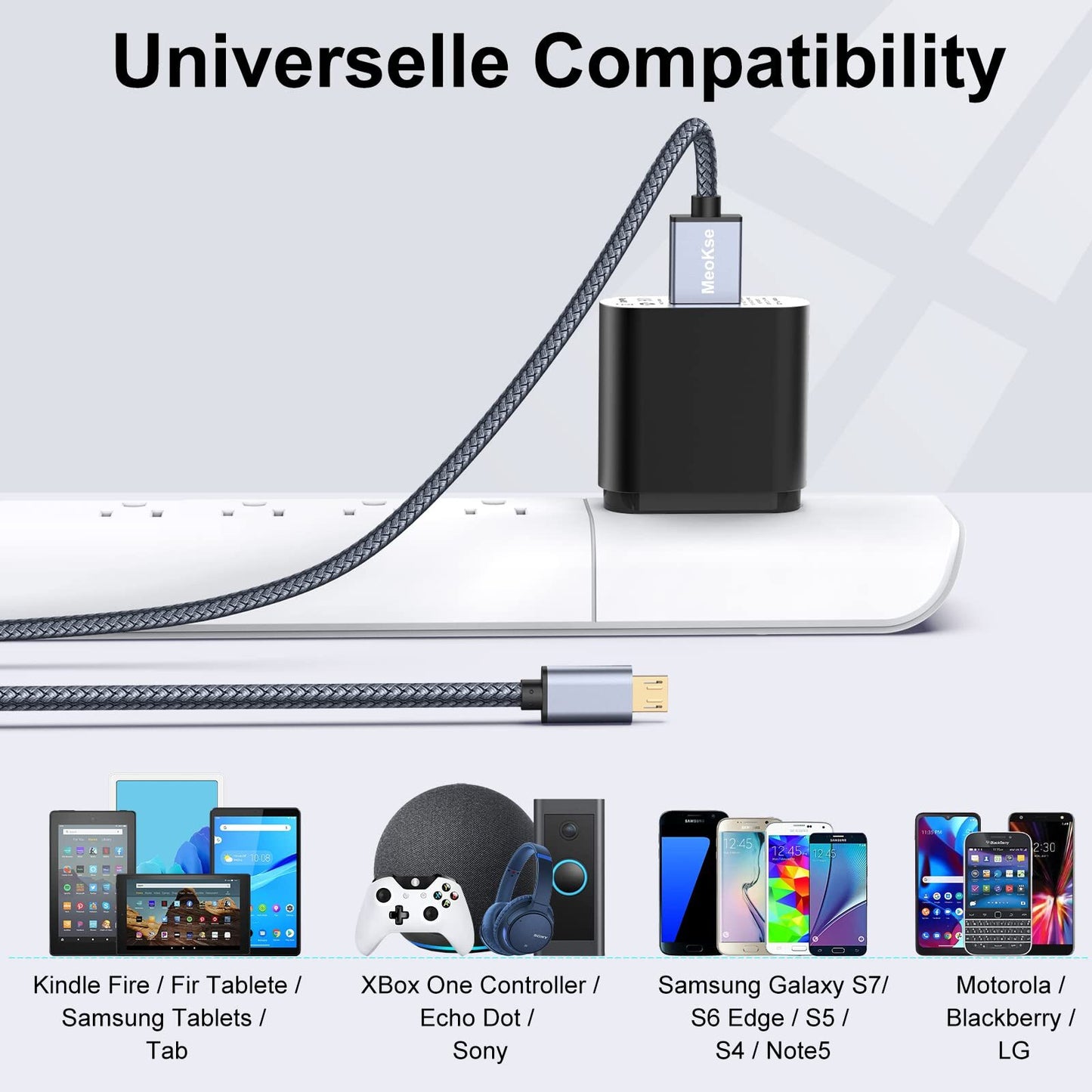 20Ft Micro USB Cable Fast Charging Cord for Smartphone Android Phones