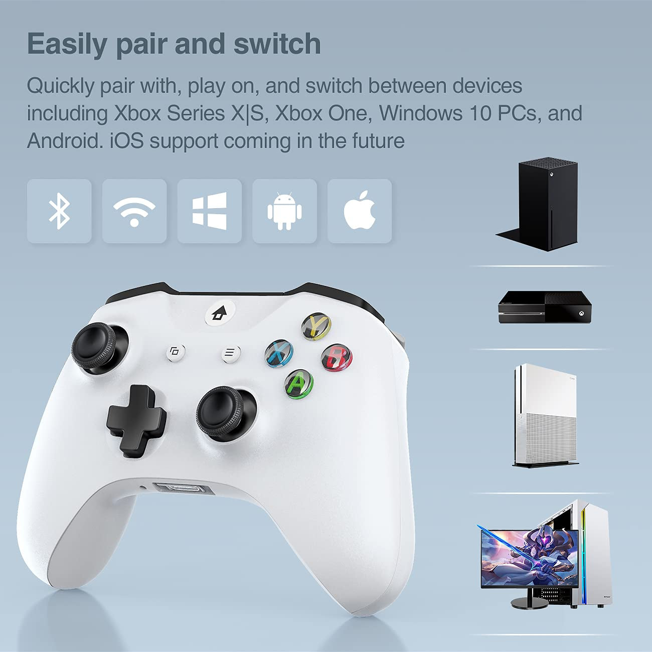 Xbox Controller Wireless Fits for Xbox Series X/S/Xbox One/Xbox One S/One X/One Elite/Windows 7/8/10/, Wireless PC Gamepad with Audio Jack-White