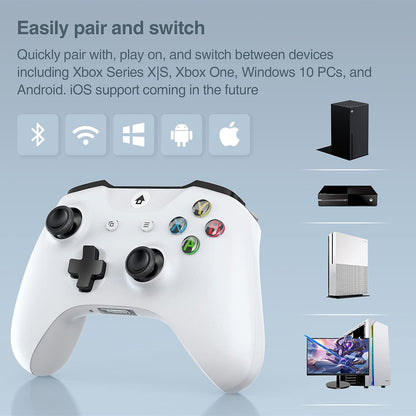 Xbox Controller Wireless Fits for Xbox Series X/S/Xbox One/Xbox One S/One X/One Elite/Windows 7/8/10/, Wireless PC Gamepad with Audio Jack-White