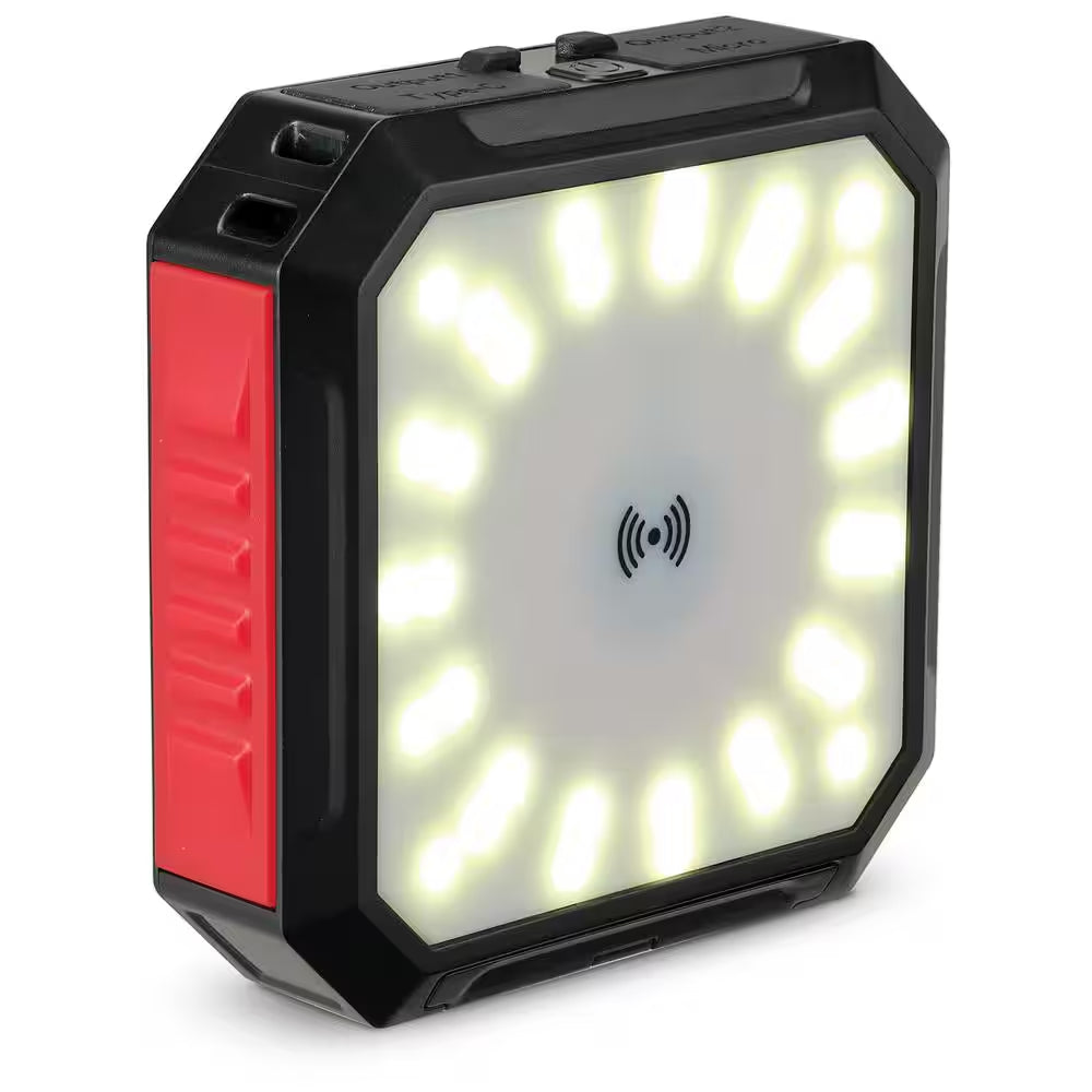 10000 Mah Solar Power Bank with Light, Wireless Charger and LED Flashlight