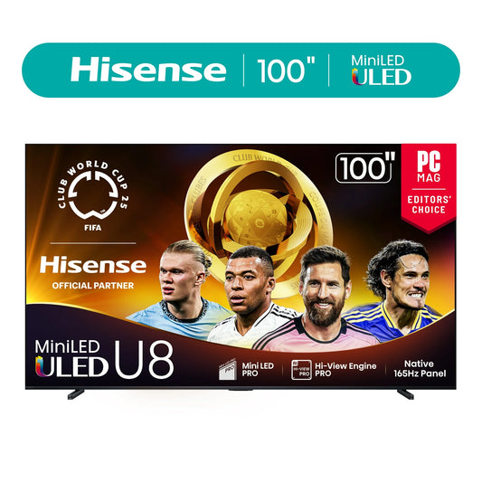 100" Class U8 Series Mini-Led ULED 4K UHD Google Smart TV (100U8QG, 2025 Model) - QLED, Native 165Hz, Game Mode Ultra 288 Vrr,Dolby Vision IQ, Dobly Atmos, up to 5000 Nits, IMAX Enhanced
