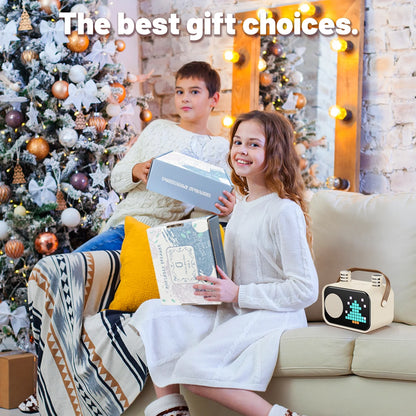 Karaoke Machine, Bluetooth Speaker with Microphone, Kids Karaoke Machine, 15 Animation Modes, Best Christmas Gift, Beige