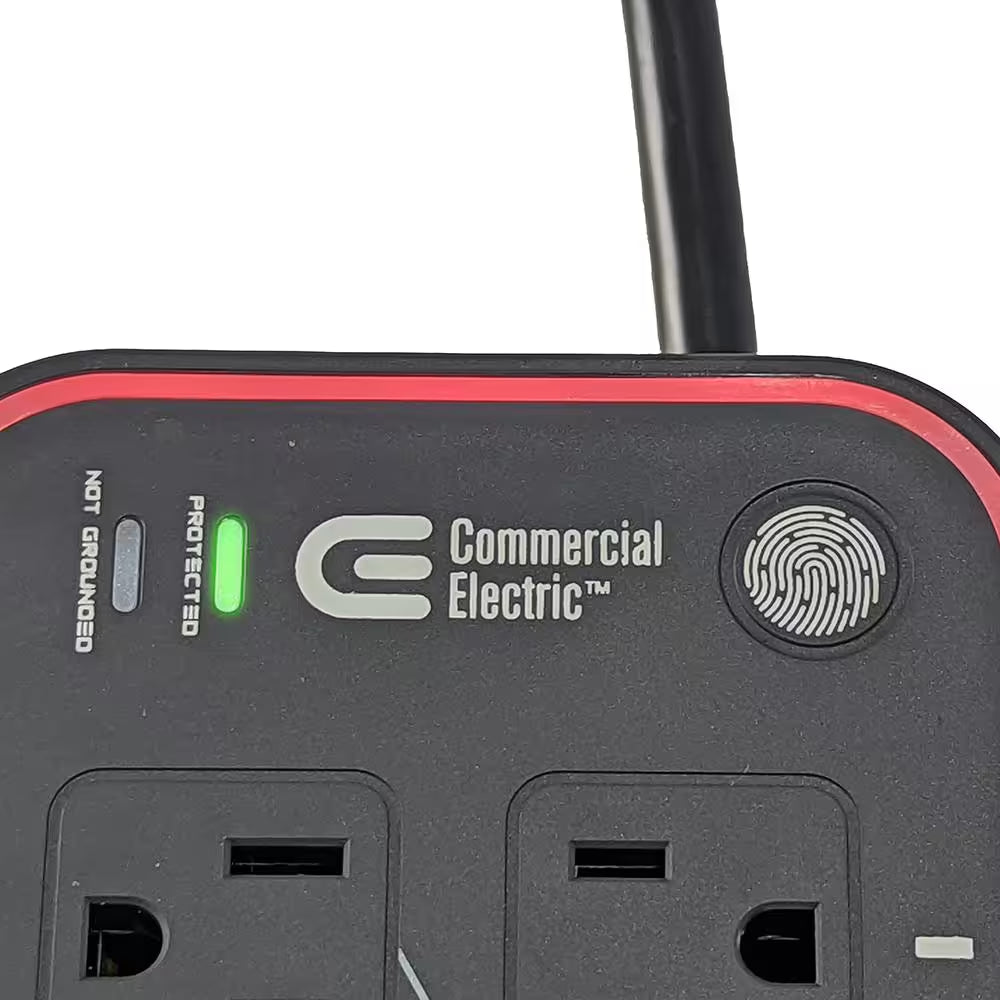 6 Ft. 6-Outlet RGB Gaming Surge Protector with 2 USB-A and 1 USB-C, Black