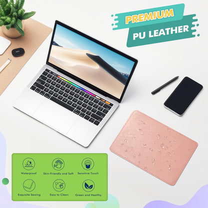 Mouse Pad, PU Mouse Pad，Leather Mouse Pad with Stitched Edge Micro-Fiber Base with Non-Slip Waterproof，Mouse Pad for Computers，Laptop, 8X11Inch (Light Pink)