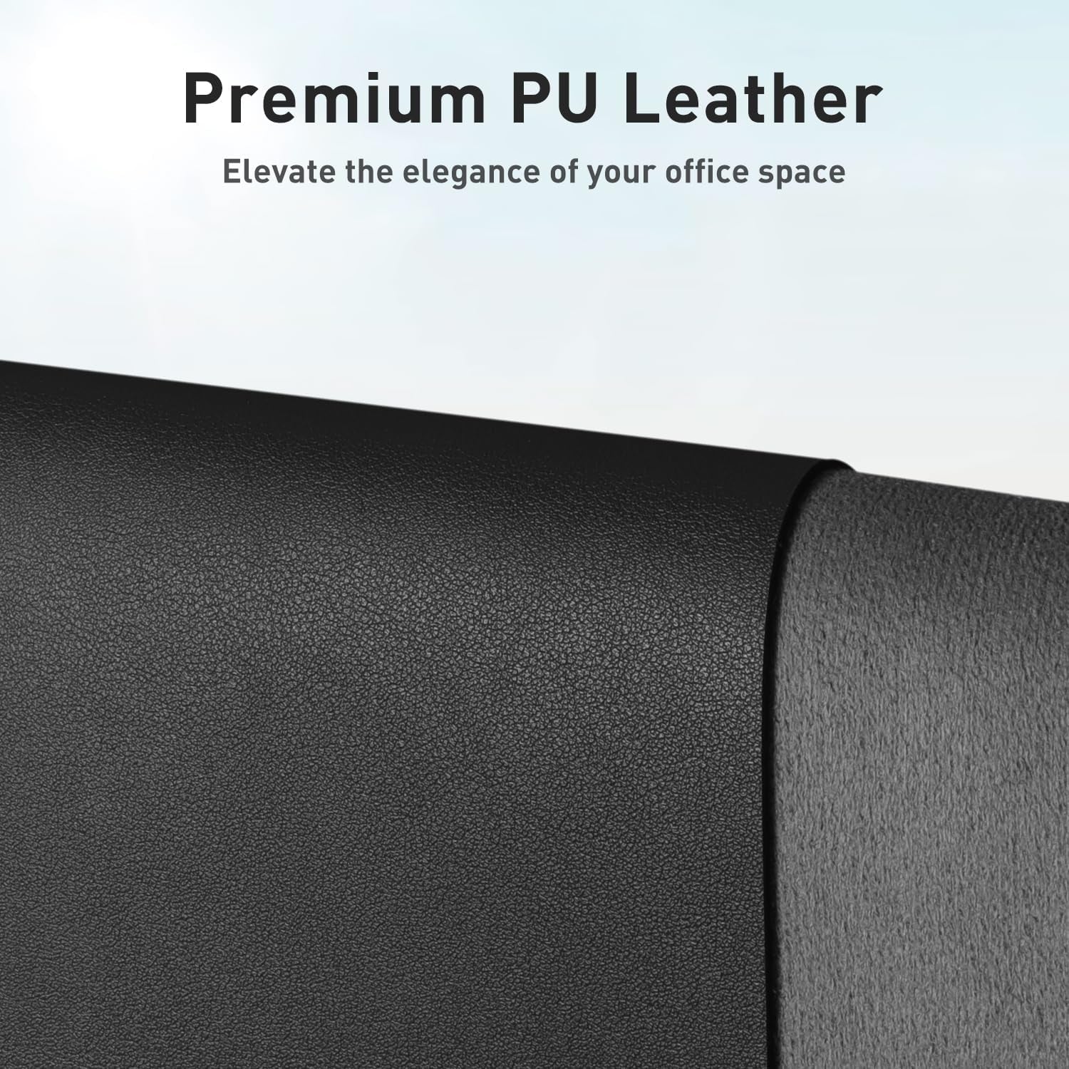 Leather Office Desk Pad Protector, Non-Slip PU Leather Desk Blotter, Waterproof Laptop Writing Mouse Pad for Office and Home, Black, 31.5" X 15.7"