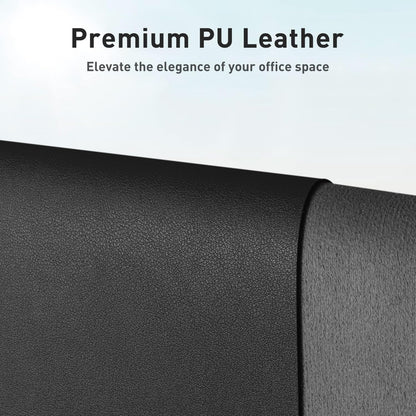 Leather Office Desk Pad Protector, Non-Slip PU Leather Desk Blotter, Waterproof Laptop Writing Mouse Pad for Office and Home, Black, 31.5" X 15.7"