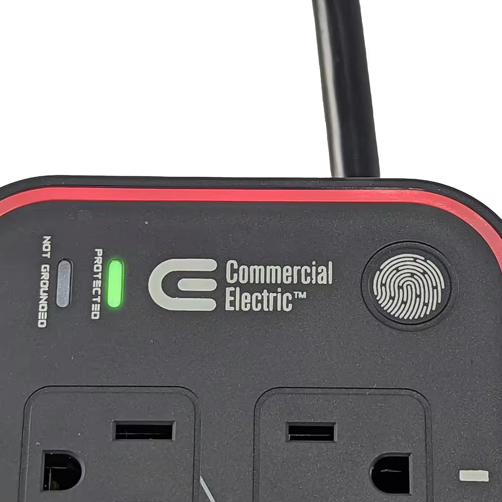 6 Ft. 6-Outlet RGB Gaming Surge Protector with 2 USB-A and 1 USB-C, Black