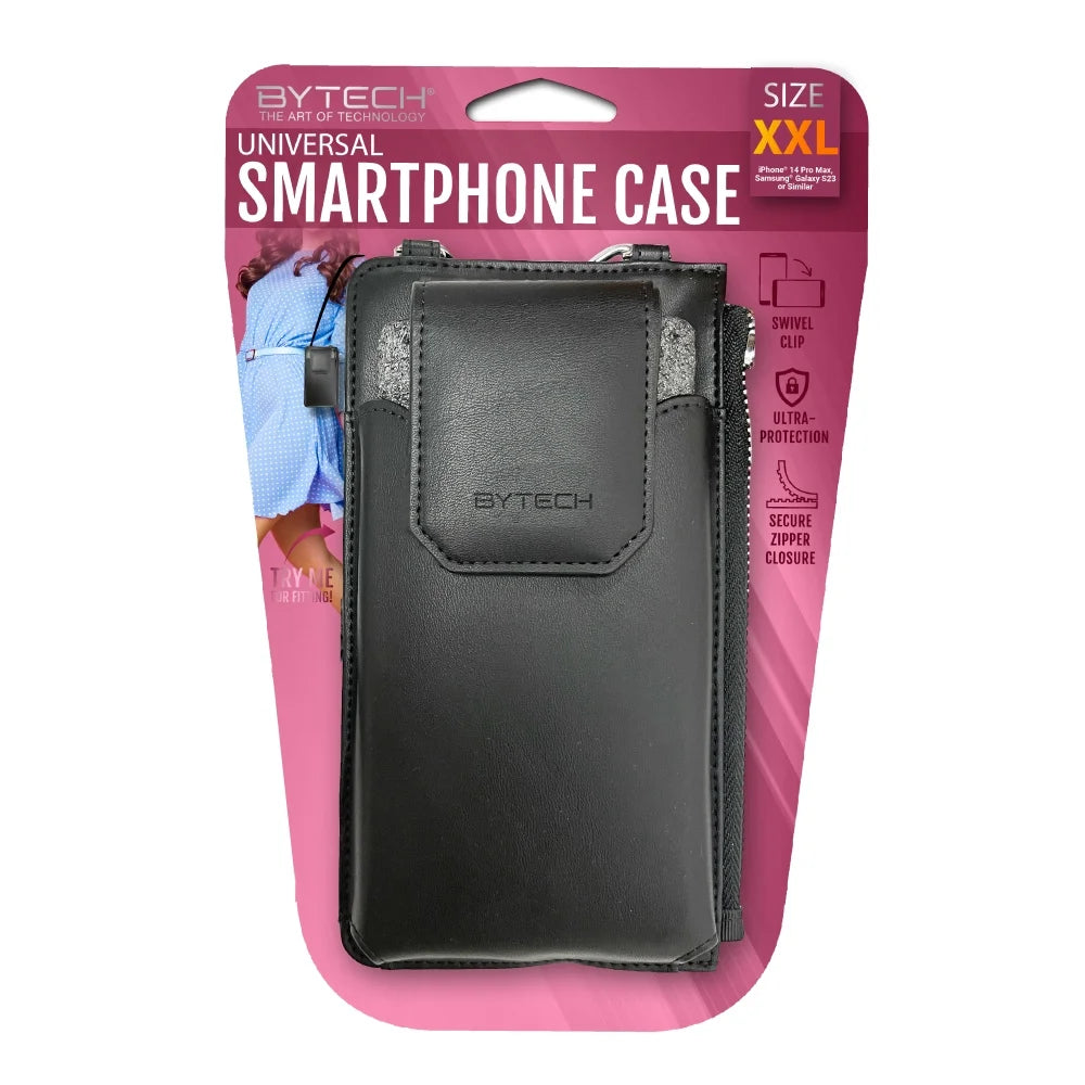 Leather Crossbody Cell Phone Case with Wallet for Universal Phones, Black