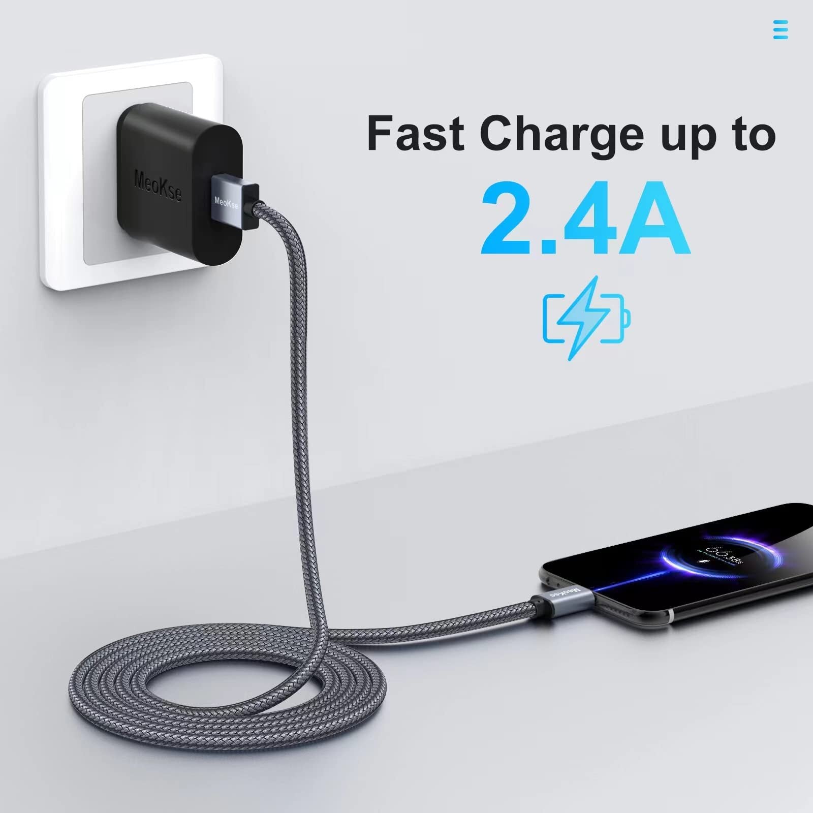 20Ft Micro USB Cable Fast Charging Cord for Smartphone Android Phones